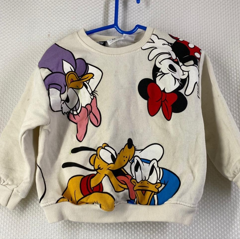 Zara Kids Disney Mickey & Friends Cream Sweatshirt Size 2-3 Years Pullover - Picture 2 of 11